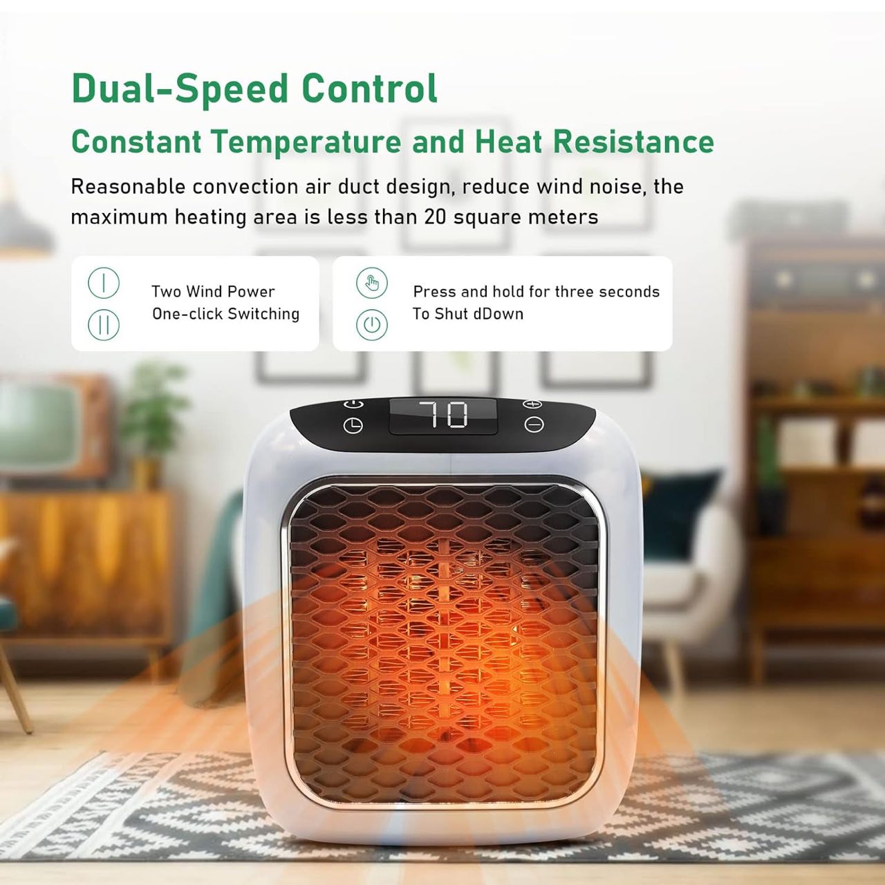 Mini Ceramic Heater Quiet and Space Saving